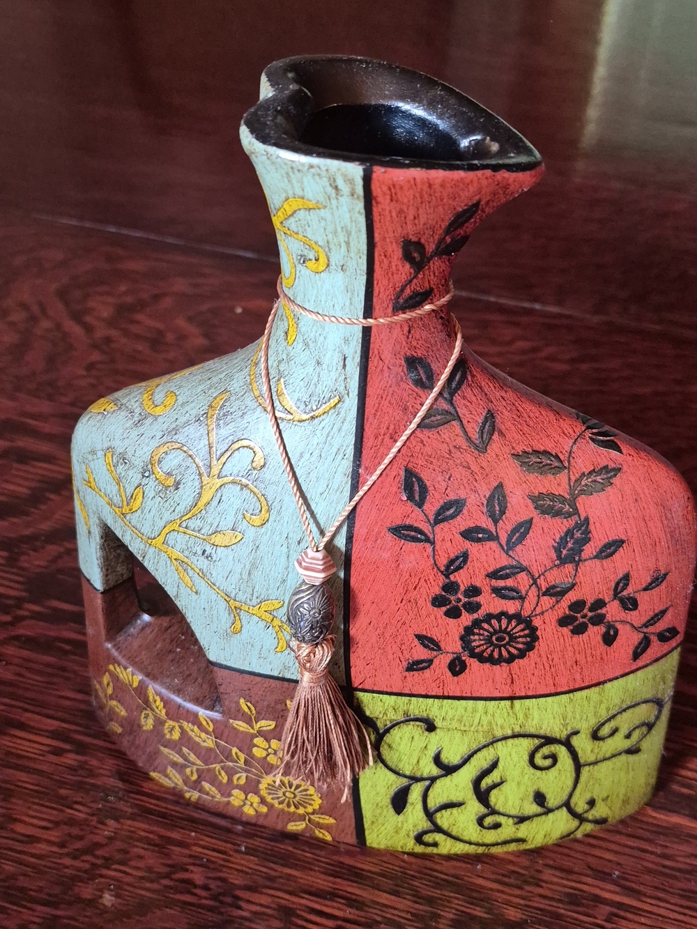 Multicolor Decorative Ceramic Vase with Tassel